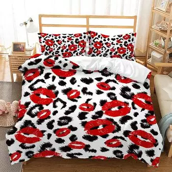 Комплект Персонализированный Красные Губы Цифровая Печать Набор из Трех Предметов Набор из Четырех Предметов Набор из Двух Предметов 135 * 200 (two-piece set) 90g