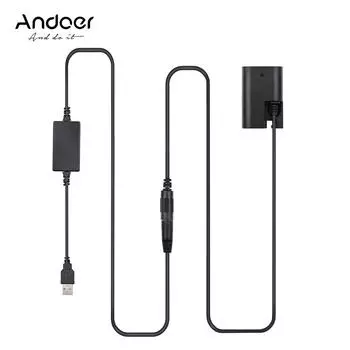 Комплект питания Andoer DR-E6 с USB-адаптером, сменный адаптер переменного тока, переходник постоянного тока, фиктивная батарея, один USB-вход чёрный