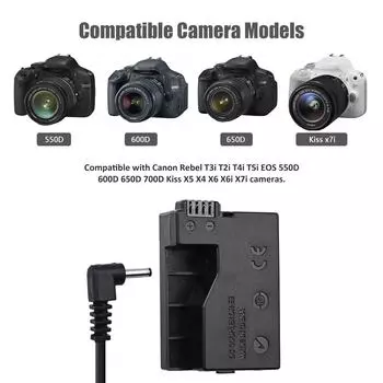 Комплект питания Andoer DR-E8 USB, сменный адаптер переменного тока, переходник постоянного тока, фиктивная батарея, один USB-вход чёрный