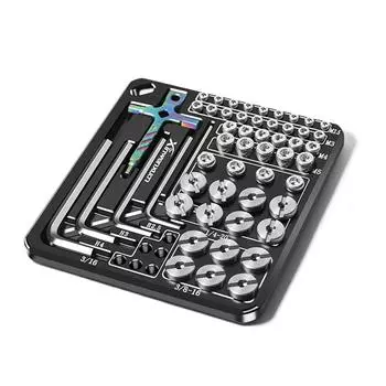Комплект пластин для хранения винтов и шестигранных ключей с 6 шт. шестигранных ключей и 47 шт. шестигранных ключей из нержавеющей стали M2.5 M3 чёрный