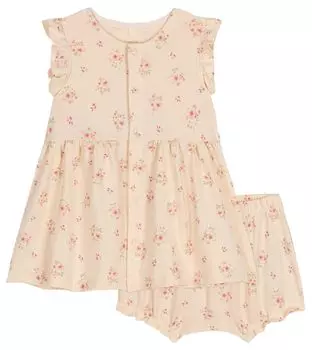 Комплект платьев-шаровар A0AHM молочного цвета 12 месяцев 74 см [Petit Bateau] и белого/мульти