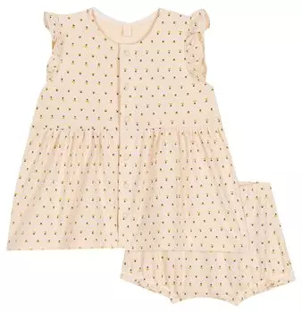 Комплект платьев-шаровар A0BP6 молочного цвета 6 месяцев 67 см [Petit Bateau] и белого/мульти