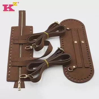 Комплект плетеного рюкзака: Аксессуары для сумок ручной работы с самодельным дном, крышкой, молнией и набором крючков чёрный