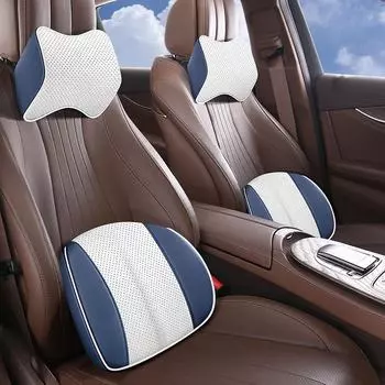 Комплект подголовника и поясничной поддержки из пеноматериала с эффектом памяти - дышащая кожаная подушка для спинки на все времена года headrest чёрный/красный