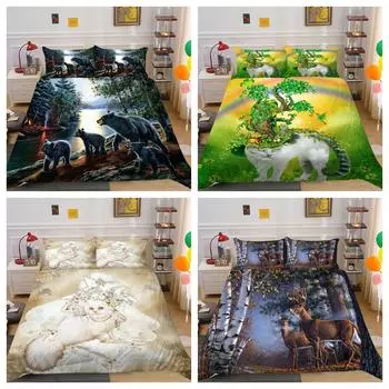 Комплект пододеяльника Dear Bear Cat, домашний комплект постельного белья, комплект пододеяльников, постельное белье Single 135x200cm