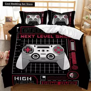Комплект пододеяльника для геймера Игровые кнопки действия Игровой консоли Покрывало для одеяла Девочки Мальчики Подростки Взрослые Видео геймпад Полиэстер Покрывало для квилта EU single(135x200cm)