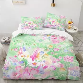 Комплект пододеяльника с цветочным рисунком, наволочка из ультратонкого волокна с 3D-печатью, новый оптовый элегантный и простой комплект постельного белья и мягкий комплект EU Twin135x200cm