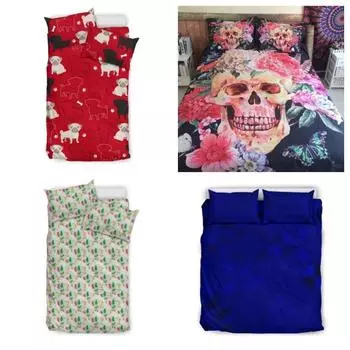 Комплект пододеяльника с принтом розы и сахарного черепа с наволочкой и комплект постельного белья с 3D принтом черепа Single 135x200cm