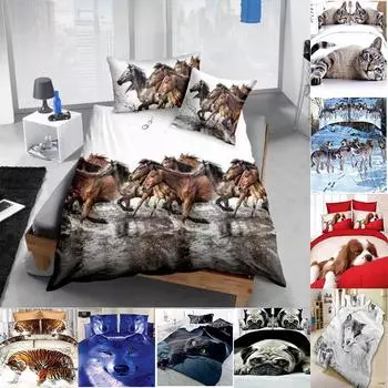 Комплект пододеяльников 3D печать волка Постельное белье Постельное белье Декор 1.5X2.1/2PCS