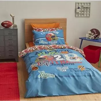 Комплект пододеяльников для дома Karaca, 100 % хлопок, одиночная команда молодого колледжа (Установлен)
