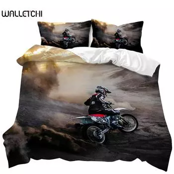 Комплект пододеяльников для мотоциклов, пододеяльник для гоночного мотоцикла, мототехника, экстремальный спорт, мягкий полиэстер, пододеяльник размера Queen EU single(135x200cm)