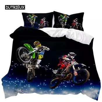 Комплект пододеяльников для мотоциклов, постельное белье для мотокросса, экстремальные виды спорта для мотоциклов, для мужчин, подростков, мальчиков, детей, полиэстеровое одеяло 150x200cm 3pcs