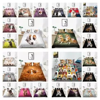 Комплект пододеяльников для собак с подушкой для постельного белья Уникальный дизайн Домашний текстиль с принтом животных Высококачественные роскошные комплекты постельных принадлежностей для мальчиков и мужчин UK Single 135x200cm