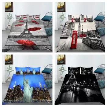Комплект пододеяльников для строительства, комплект постельного белья с архитектурой, домашний текстиль, мужской и женский одинарный двойной размер, постельное белье UK Single 135x200cm