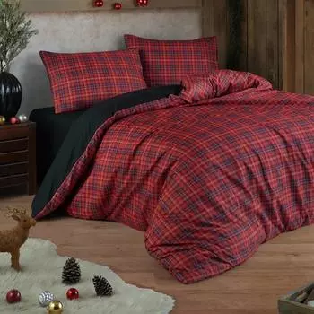 Комплект пододеяльников для взрослых, двойной шотландский красный
