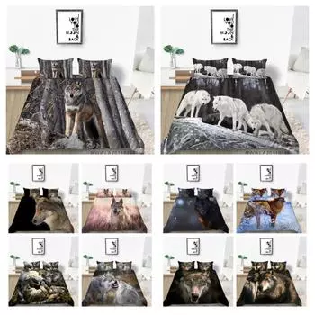 Комплект пододеяльников, домашнее постельное белье, 2/3 шт., постельное белье, розовый домашний текстиль с 3D принтом волка, покрывала, горячая распродажа UK Single 135x200cm