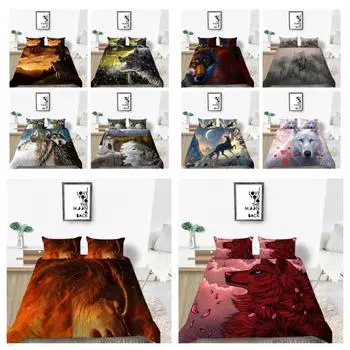 Комплект пододеяльников, домашнее постельное белье, уникальный дизайн, домашний текстиль с принтом волка, комплект одеял высокого качества UK Single 135x200cm