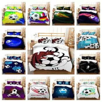 Комплект пододеяльников, домашний текстиль, постельное белье, постельное белье, футбольный принт, модные пододеяльники размера «queen-king-size» UK Single 135x200cm