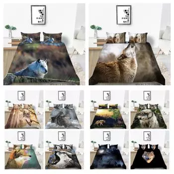 Комплект пододеяльников, домашний текстиль, постельное белье с принтом волка, высококачественное постельное белье, костюм с наволочкой для подростков UK Single 135x200cm