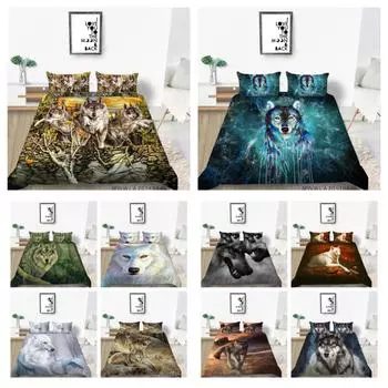 Комплект пододеяльников, домашняя постельная одежда, креативное роскошное постельное белье, 3D картина с волком, новая мода, пододеяльник UK Single 135x200cm