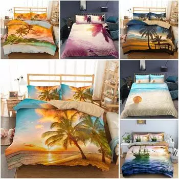 Комплект пододеяльников Doona с кокосовой пальмой, одноместное двуспальное постельное белье размера «queen-size», пододеяльник Single 135x200cm