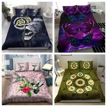 Комплект пододеяльников Фиолетовый комплект постельного белья «Луна и Солнце» Wicca Текстиль для дома Наволочка Single 135x200cm