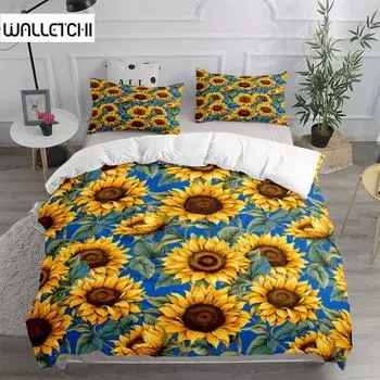 Комплект пододеяльников Fluid Sunflower Blue King Queen Double Full Twin Single Size Duvet Cover Наволочка Комплект постельного белья EU single(135x200cm)