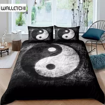 Комплект пододеяльников Инь-Ян в стиле бохо Trippy Art Twin Одеяло Gossip Traditional Ying Yang Theme King Size Полиэстеровое одеяло EU single(135x200cm)