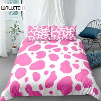 Комплект пододеяльников из микрофибры Queen, 3 предмета, сверхмягкий комплект с принтом коровы, застежкой-молнией, черный, белый, розовый 140x200cm 3pcs