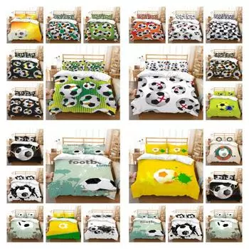 Комплект пододеяльников, комплект постельного белья, чехол в футбольном стиле, комплект пододеяльников из полиэстера для детей и подростков, один размер, стираные дышащие комплекты постельного белья UK Single 135x200cm