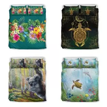 Комплект пододеяльников Комплект постельного белья с гавайской черепахой и гибискусом Комплект пододеяльников Single 135x200cm