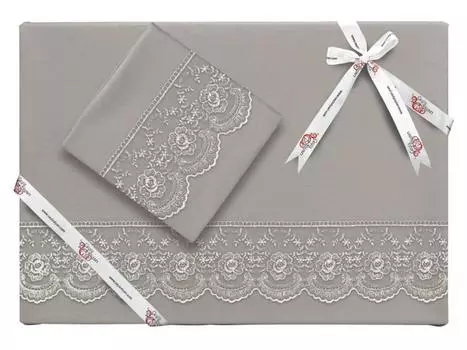 Комплект пододеяльников Kure Queen Size, пододеяльник 165х220, простыня 170х240 с наволочкой, хлопчатобумажная ткань серый