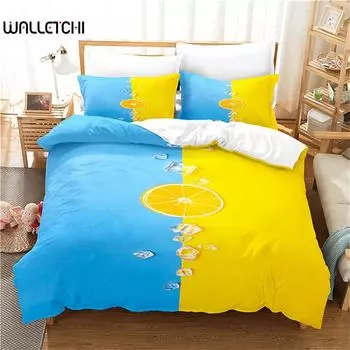 Комплект пододеяльников Lemon с рисунком свежих фруктов, полиэстеровое одеяло, покрывало King Queen Twin, полный размер для детей, подростков, взрослых, комплект постельного белья EU single(135x200cm)