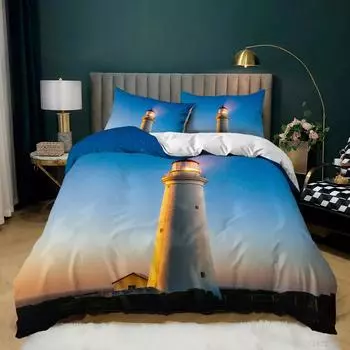 Комплект пододеяльников Lighthouse, мыс Фаваритч Sunset Lighthouse Cape в Маоне на побережье Балеарских островов в Испании, декоративный комплект постельного белья 70x133cm 2pcs