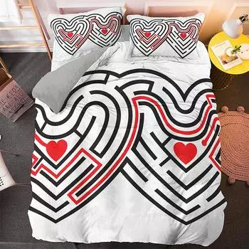 Комплект пододеяльников Love с рисунком в форме сердца, романтический стиль, чехол с наволочками для девочек и женщин, размер King Queen, полный размер 70x133cm 2pcs