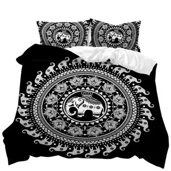 Комплект пододеяльников Mandala Elephant Boho Chic Hippie Twin Постельное белье Mandala Polyester Одеяло для взрослых Double Queen King Size 70x133cm 2pcs