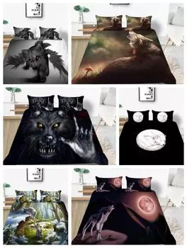 Комплект пододеяльников, модный комплект пододеяльников с 3D-принтом волка, односпальные постельные принадлежности размера «king size» Single 135x200cm