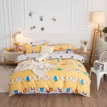 Комплект пододеяльников Мягкий двойной пододеяльник с начесом и застежкой-молнией 4 предмета Комплект простыня на резинке Наволочка 150x200cm set