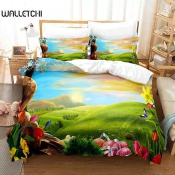 Комплект пододеяльников Natural Landscape Blue Sky Lawn Flower Double Queen King Size 2/3 шт. Полиэстеровое одеяло для детей, подростков и взрослых EU single(135x200cm)