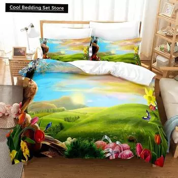 Комплект пододеяльников Natural Landscape Blue Sky Lawn Flower Double Queen King Size 2/3 шт. Полиэстеровое одеяло для детей, подростков и взрослых EU single(135x200cm)