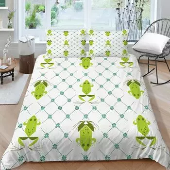Комплект пододеяльников Queen King Size с принтом лягушки, крутой чехол для постельного белья с наволочкой, домашний текстиль UK Single 135x200cm