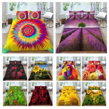 Комплект пододеяльников с 3D цветочным принтом, комплект постельного белья для красоты, комплект постельного белья королевского размера для женщин и девочек, роскошный комплект одеял из микрофибры UK Single 135x200cm