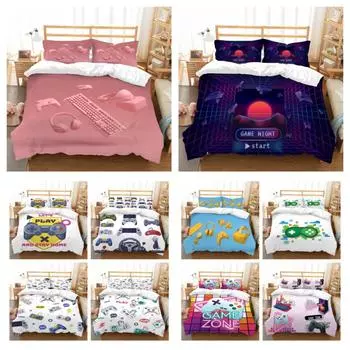 Комплект пододеяльников с 3D-принтом геймпада, пододеяльник, полиэстер, домашний текстиль, наволочка одного размера для мальчиков и девочек UK Single 135x200cm