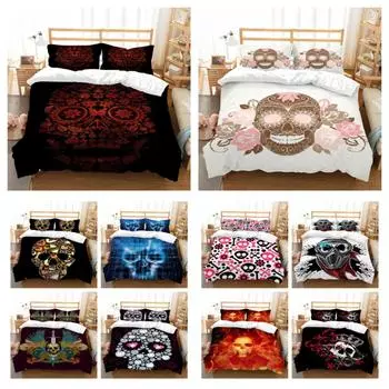 Комплект пододеяльников с 3D принтом скелета, пододеяльник, модный домашний текстиль из микрофибры для мальчиков и подростков, комплект постельного белья одного двуспального размера UK Single 135x200cm