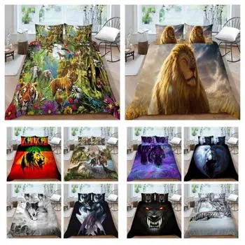 Комплект пододеяльников с 3D принтом животных, комплект постельного белья с рисунком льва, костюм, пододеяльник с героями мультфильмов, детский чехол на кровать, один размер, декор для спальни UK Single 135x200cm