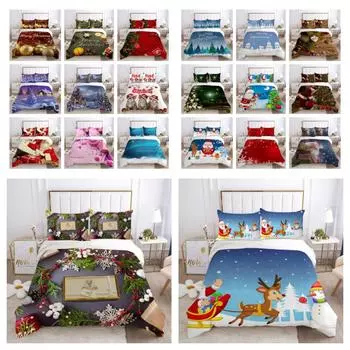 Комплект пододеяльников с 3D рождественским принтом, удобные комплекты постельного белья, детский комплект постельного белья, одиночный полноразмерный декор для спальни UK Single 135x200cm