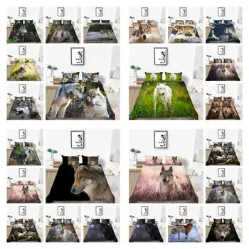 Комплект пододеяльников с 3D волком, дизайнерский чехол для постельного белья, комплект постельного белья, домашняя постельная одежда с наволочкой, постельное белье одного размера для подростков, пододеяльник UK Single 135x200cm