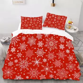Комплект пододеяльников с цифровой печатью в рождественском стиле - полиэстер - декор спальни - 1 покрывало + 2 наволочки (нет подушки) 173x229cm