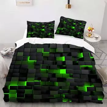 Комплект пододеяльников с цифровой печатью на заказ - полиэстер - декор спальни - 1 покрывало + 2 наволочки (нет подушки) 173x229cm