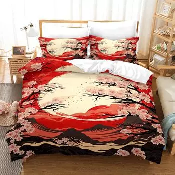 Комплект пододеяльников с цифровой печатью в ландшафтном стиле - полиэстер - Декор для спальни - 1 покрывало + 2 наволочки (нет подушки) 173x229cm